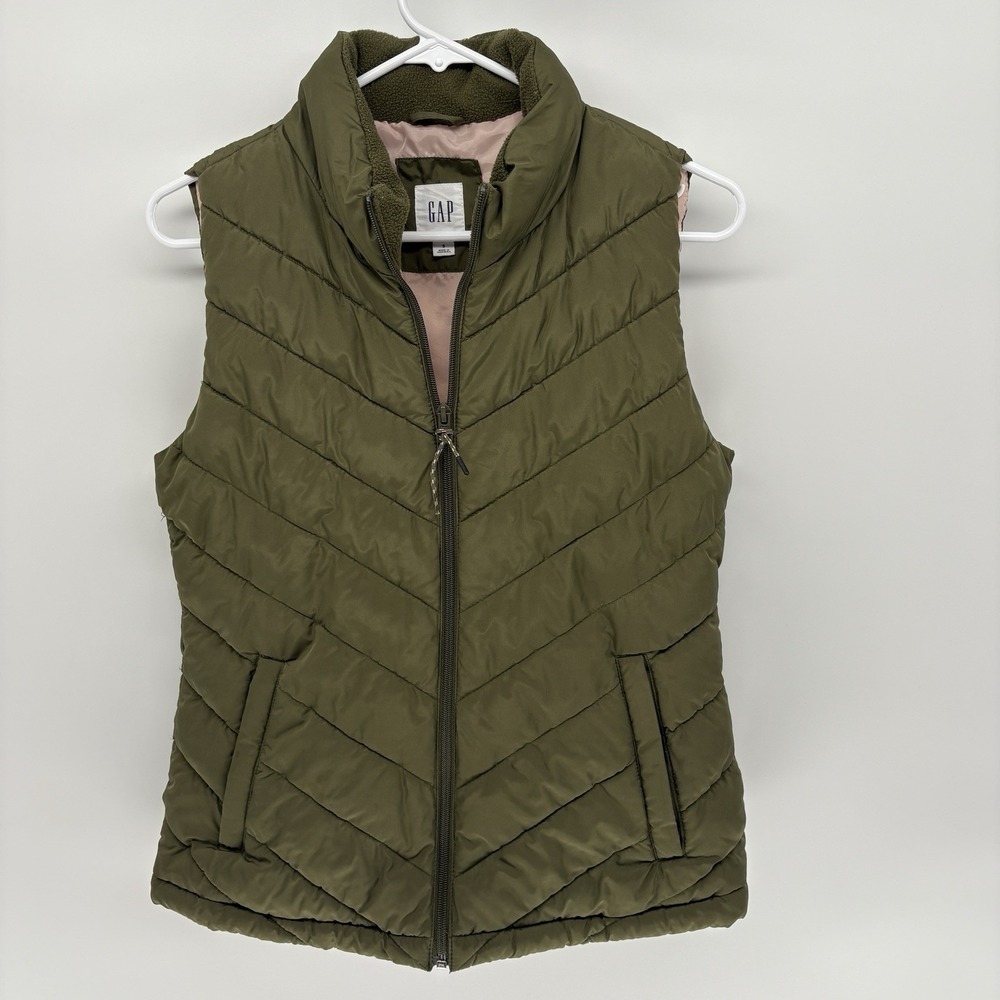 Y2K Gap Olive Green Goose Down Puffer Vest Hiking Outdoors Granola Women S